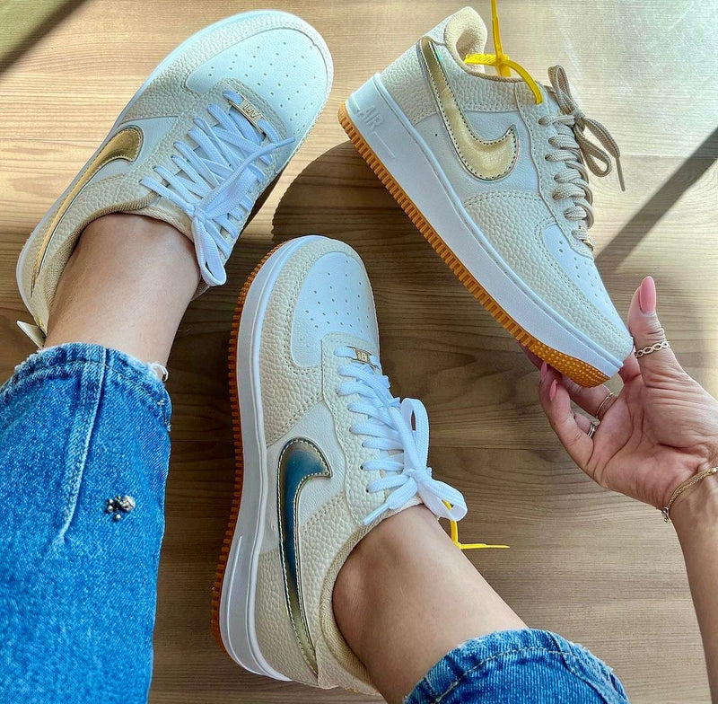 Tênis Nike Air Force - Bege+Branco